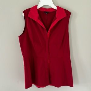 Lafayette 148 New York Red Sleeveless Blouse